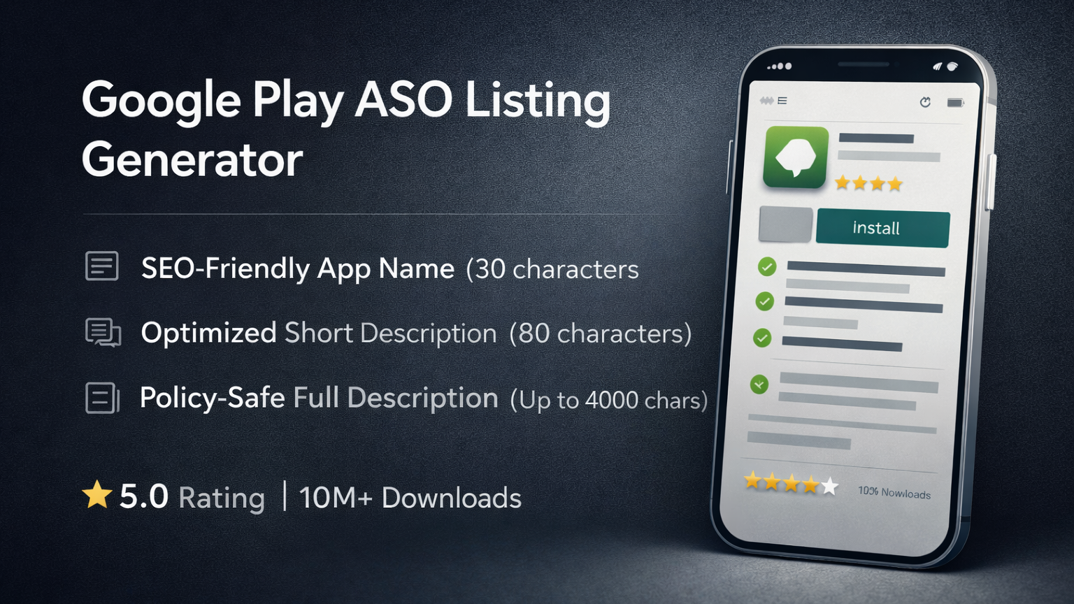 Google Play ASO Listing Generator – Policy Safe SEO PRO