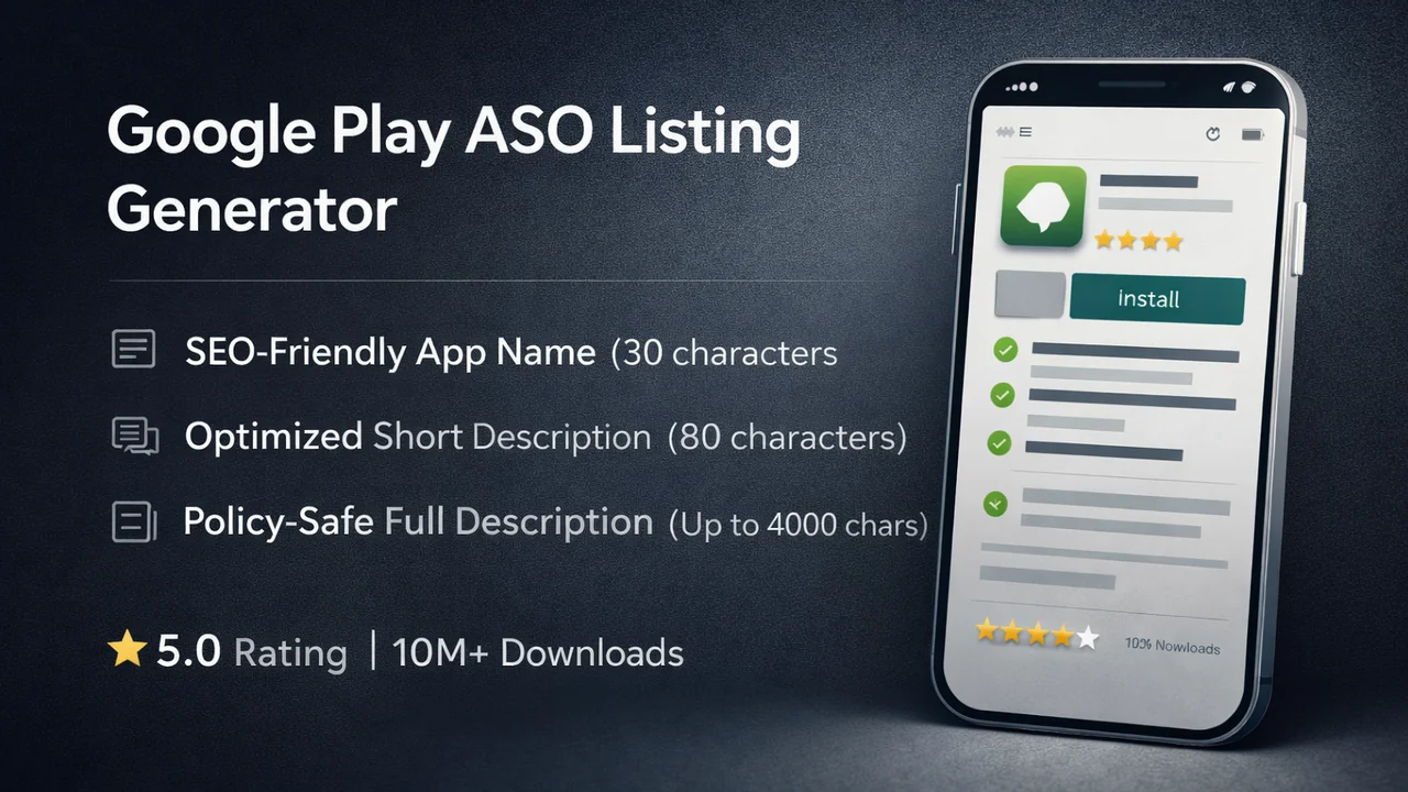 Google Play ASO Listing Generator – Policy Safe SEO PRO