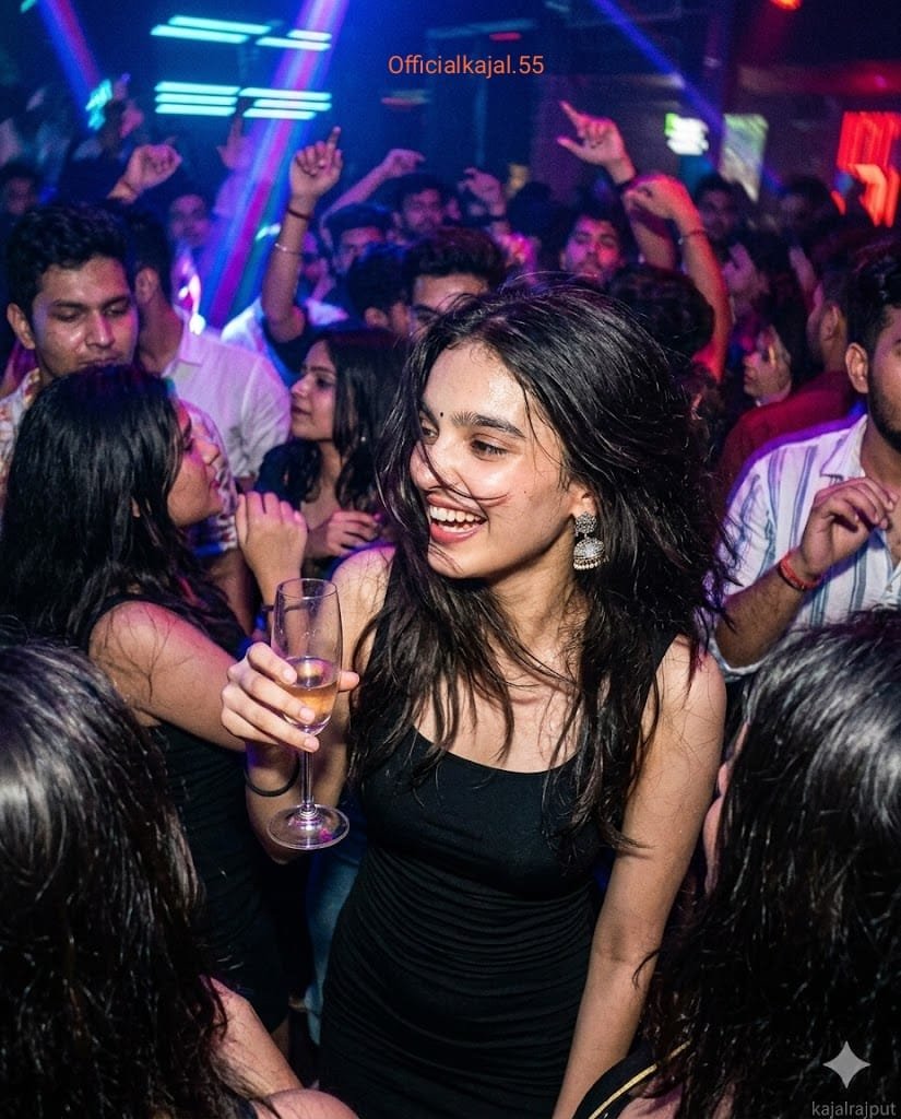 Nightclub Champagne Laugh AI Image Prompt
