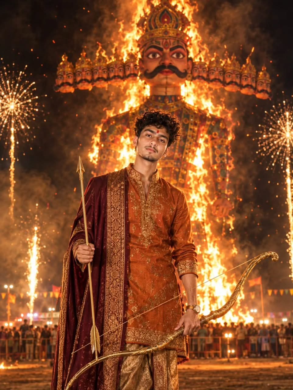 Dussehra Night Royal Portrait Image Prompt