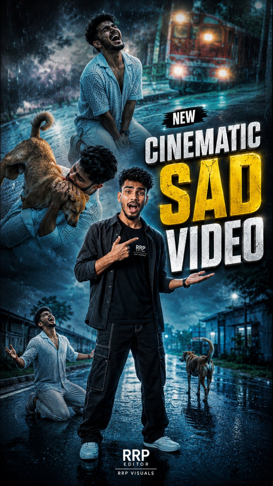 Rainy Road Emotional Man Video Prompt