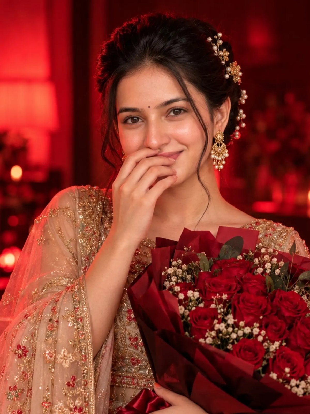 South Asian Romantic Portrait AI Prompt