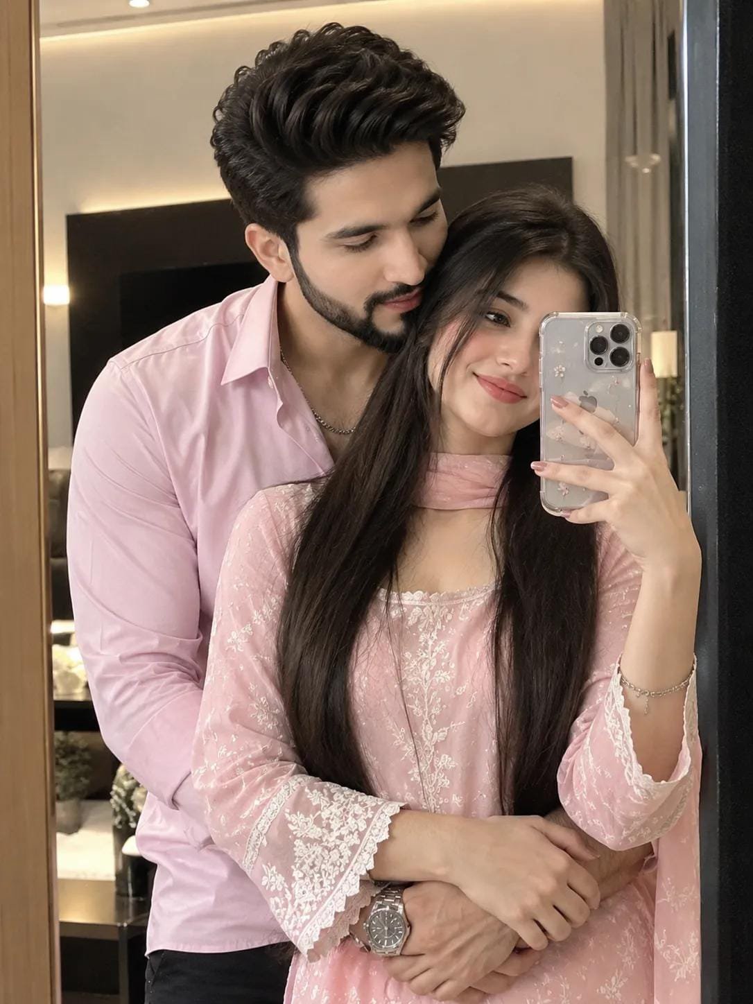 Romantic Mirror Selfie AI Image Prompt