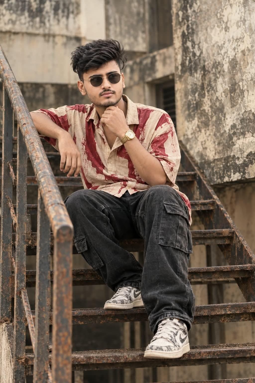 Stylish Young Man Staircase Photo Prompt