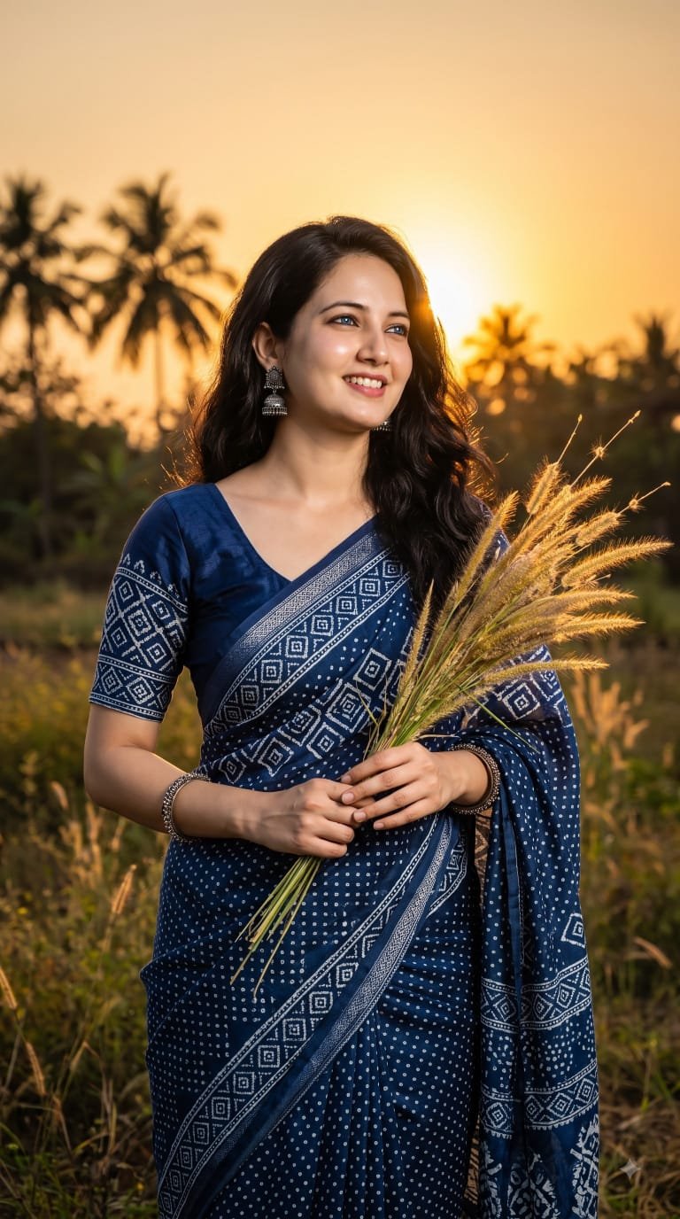 Golden Harvest Saree Elegance Image Prompt