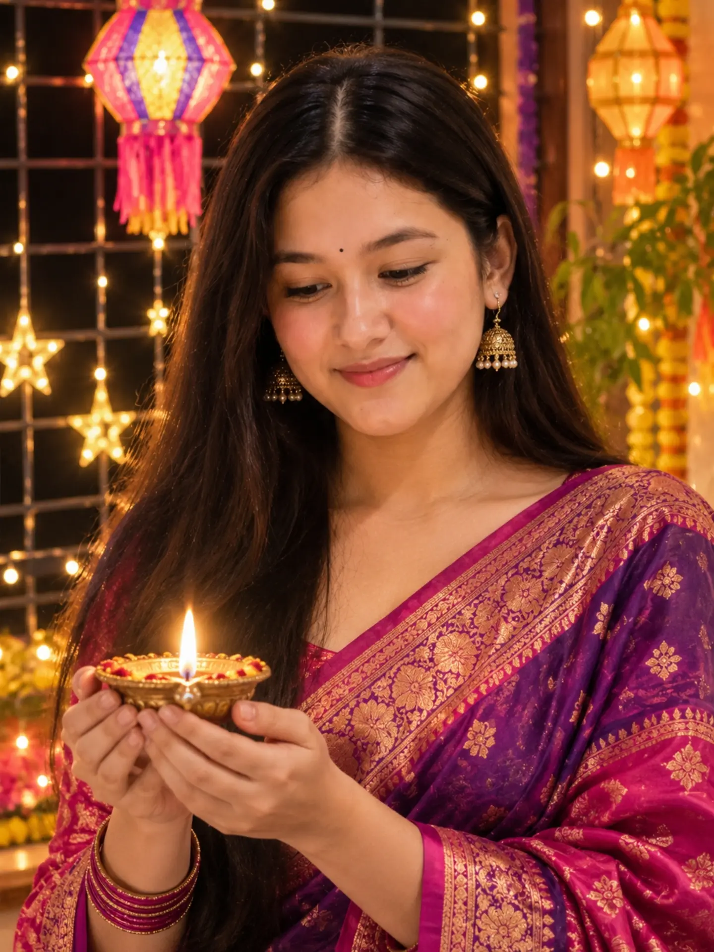 Diwali Saree Portrait Full AI Image Prompt
