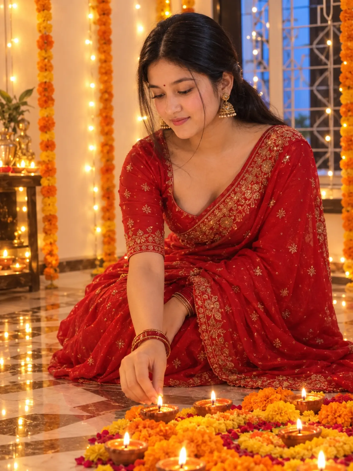 Diwali Celebration Indian Woman Image Prompt