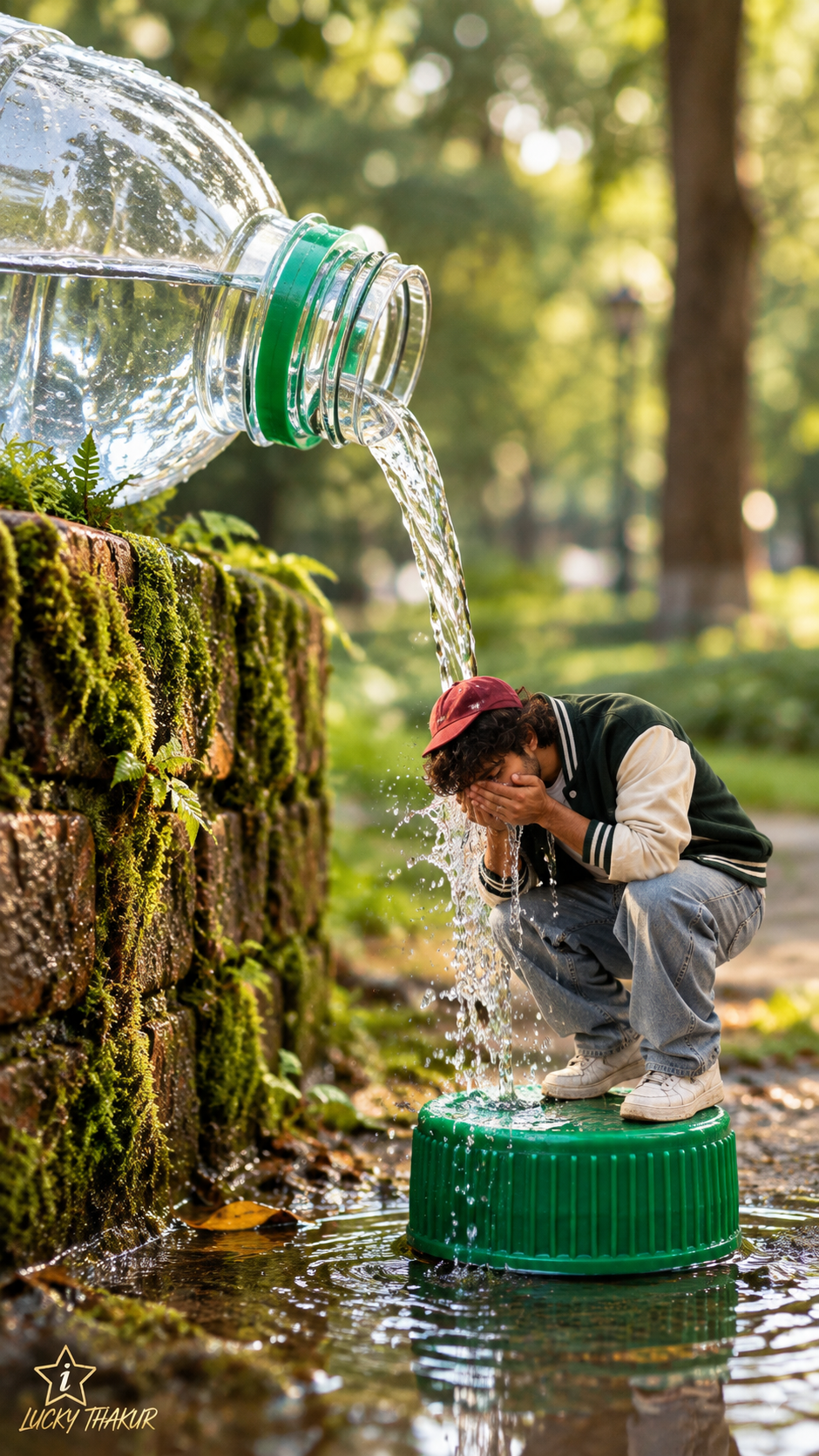 Surreal Water Bottle Illusion Image Prompt