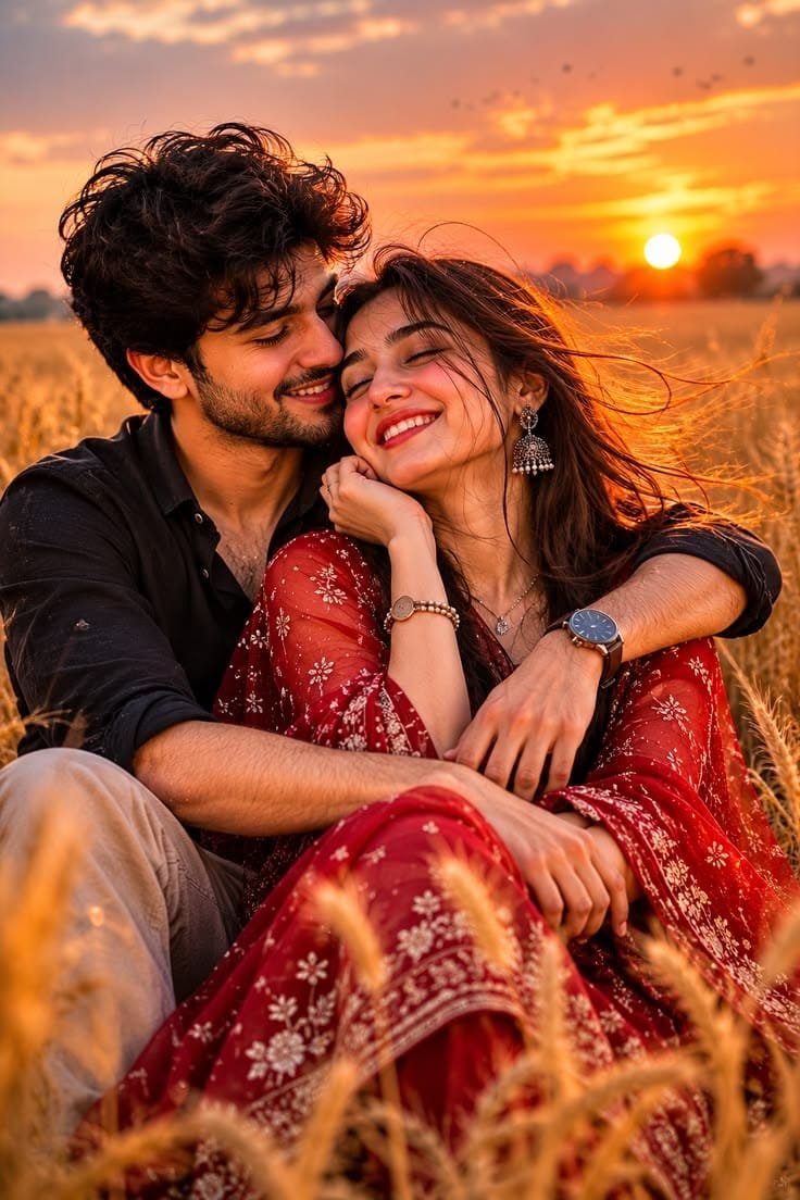 Wheat Field Romance Portrait AI Prompt