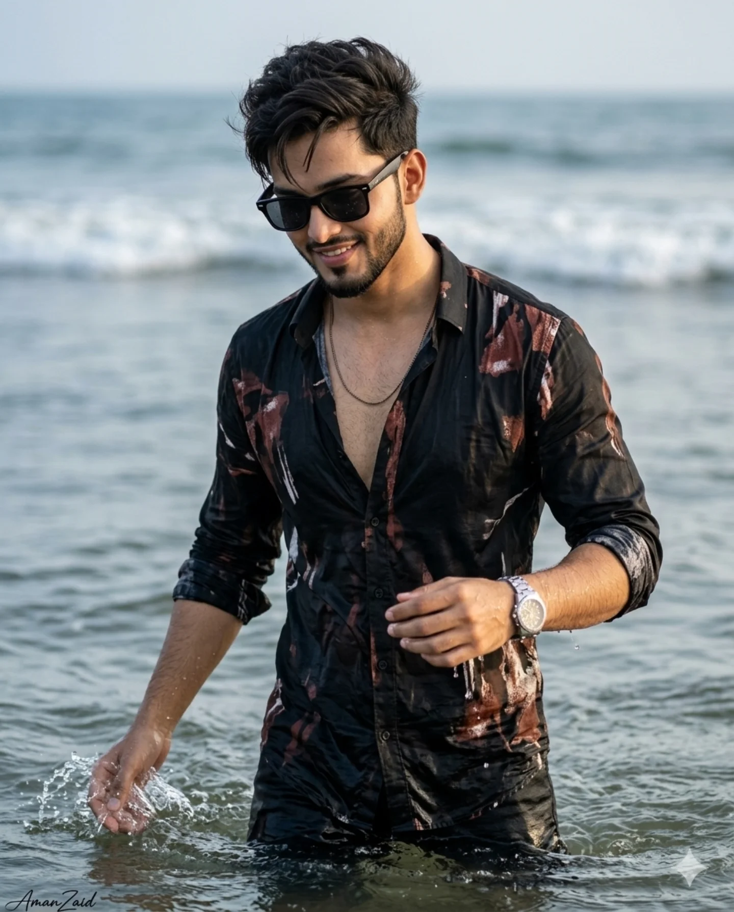 Handsome Young Man Ocean AI Photo Prompt