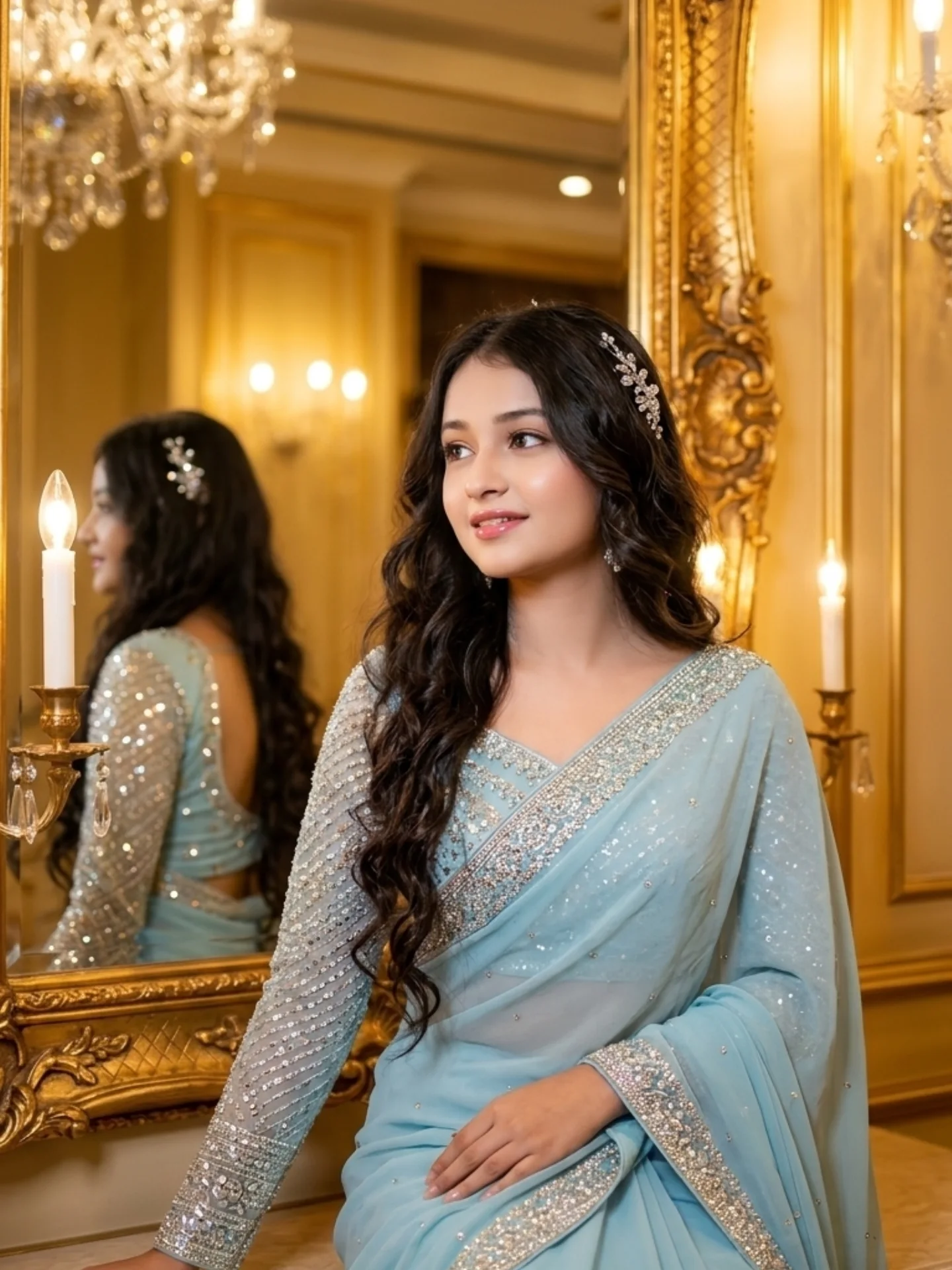 Pastel Saree 8K Portrait AI Image Prompt