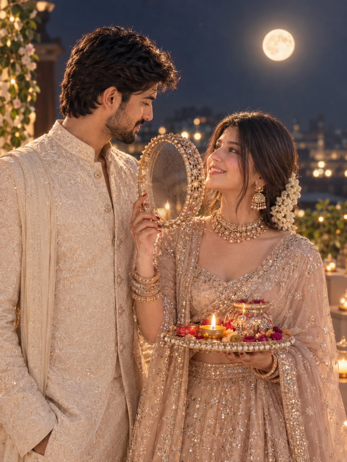 Karwa Chauth Dreamy Couple Image Prompt