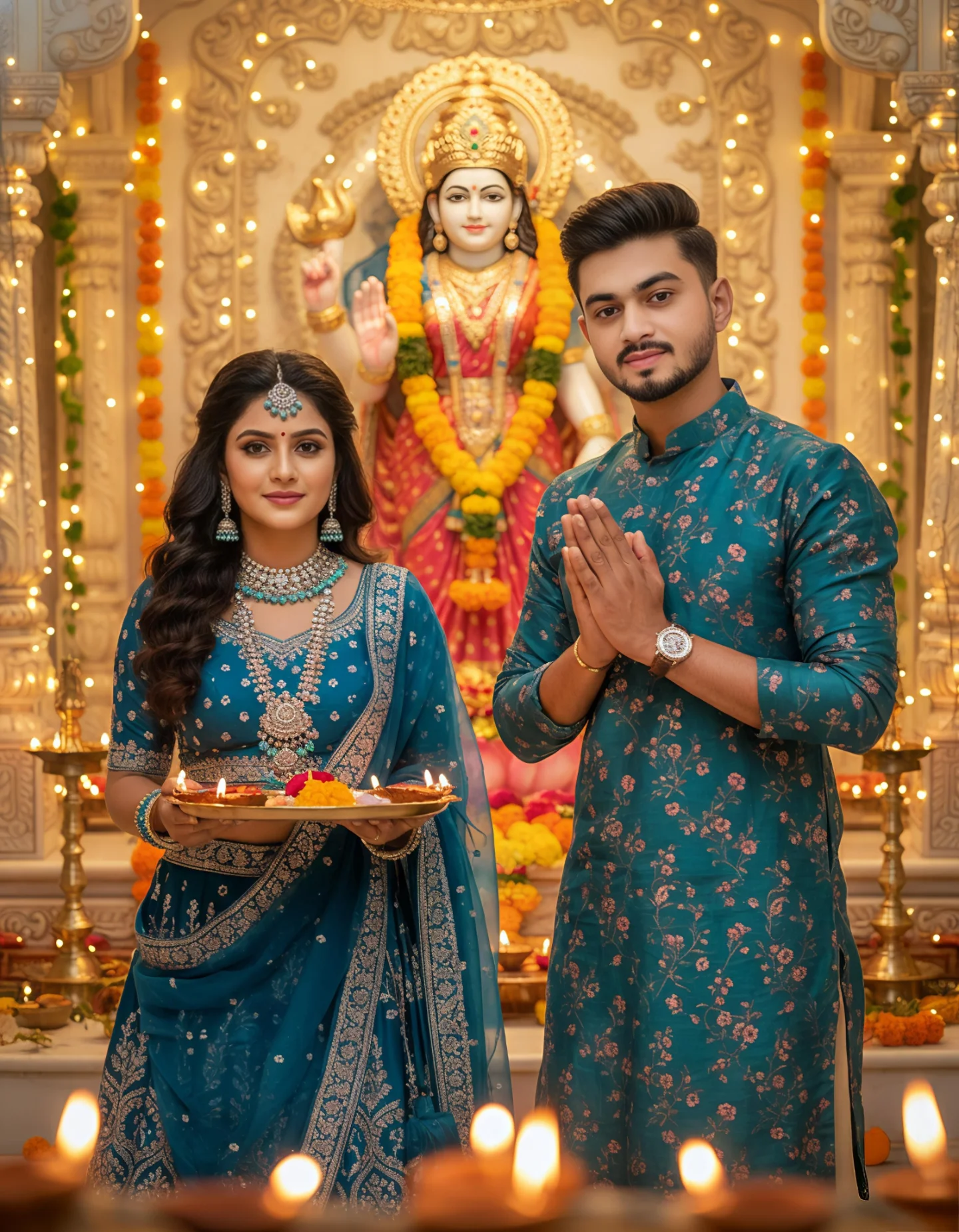 Diwali Couple Portrait AI Image Prompt