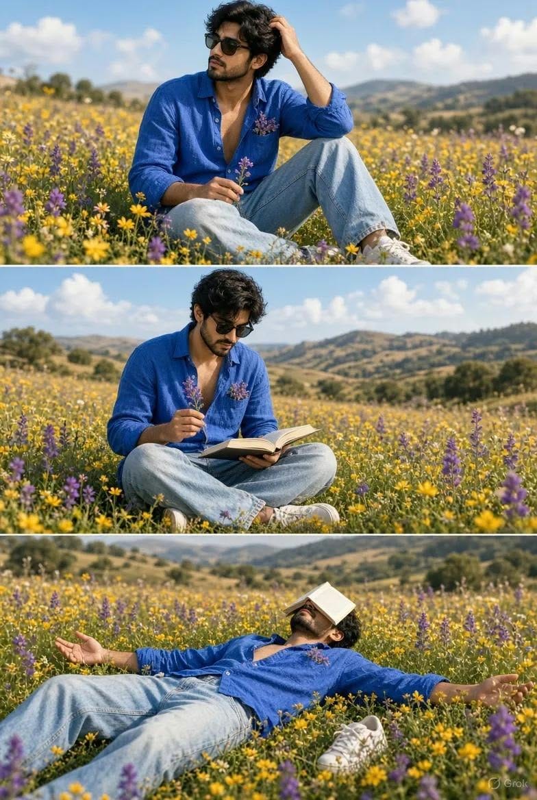Sunlit Meadow Triptych AI Image Prompt