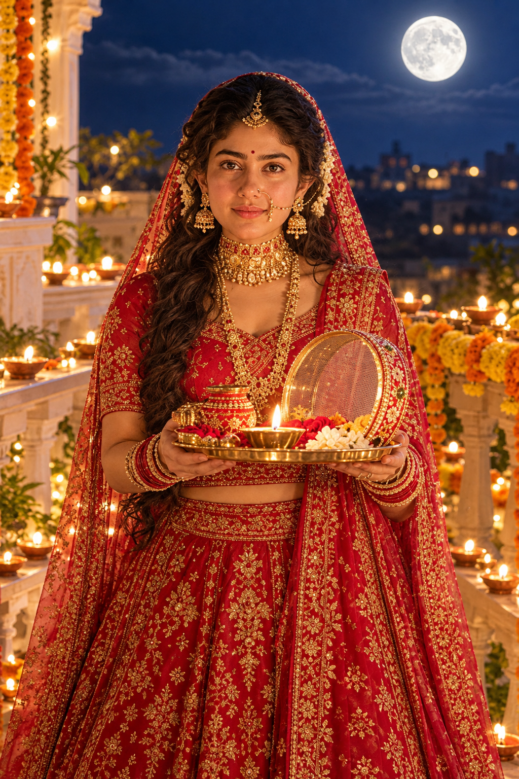 Karwa Chauth Palace Portrait Image Prompt