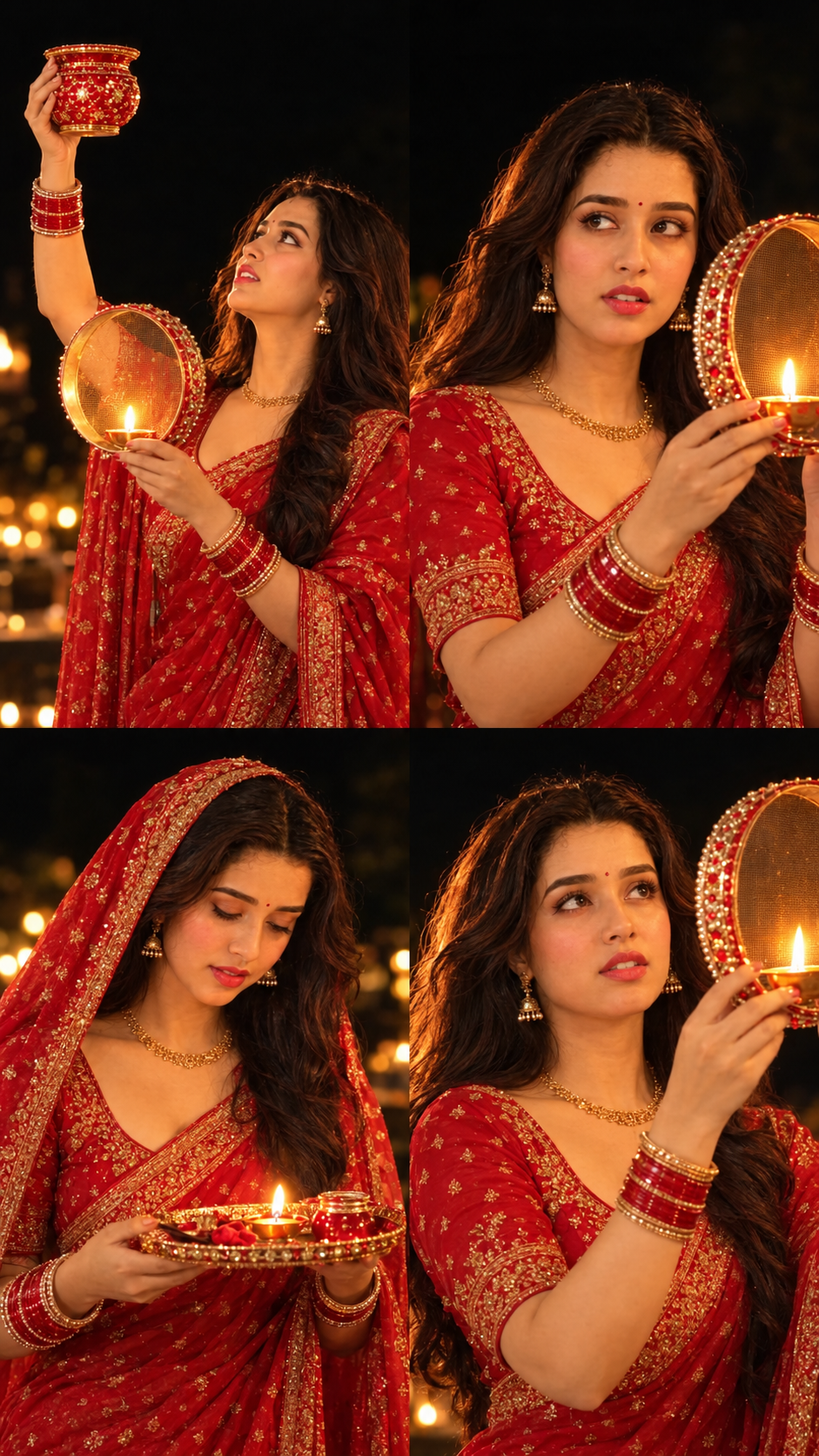 Karwa Chauth 4‑Panel Portrait AI Prompt
