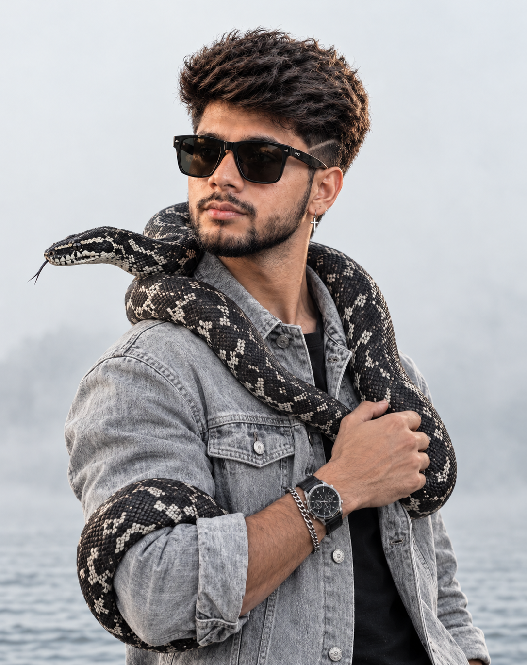 High-Fashion Snake Portrait Image Prompt