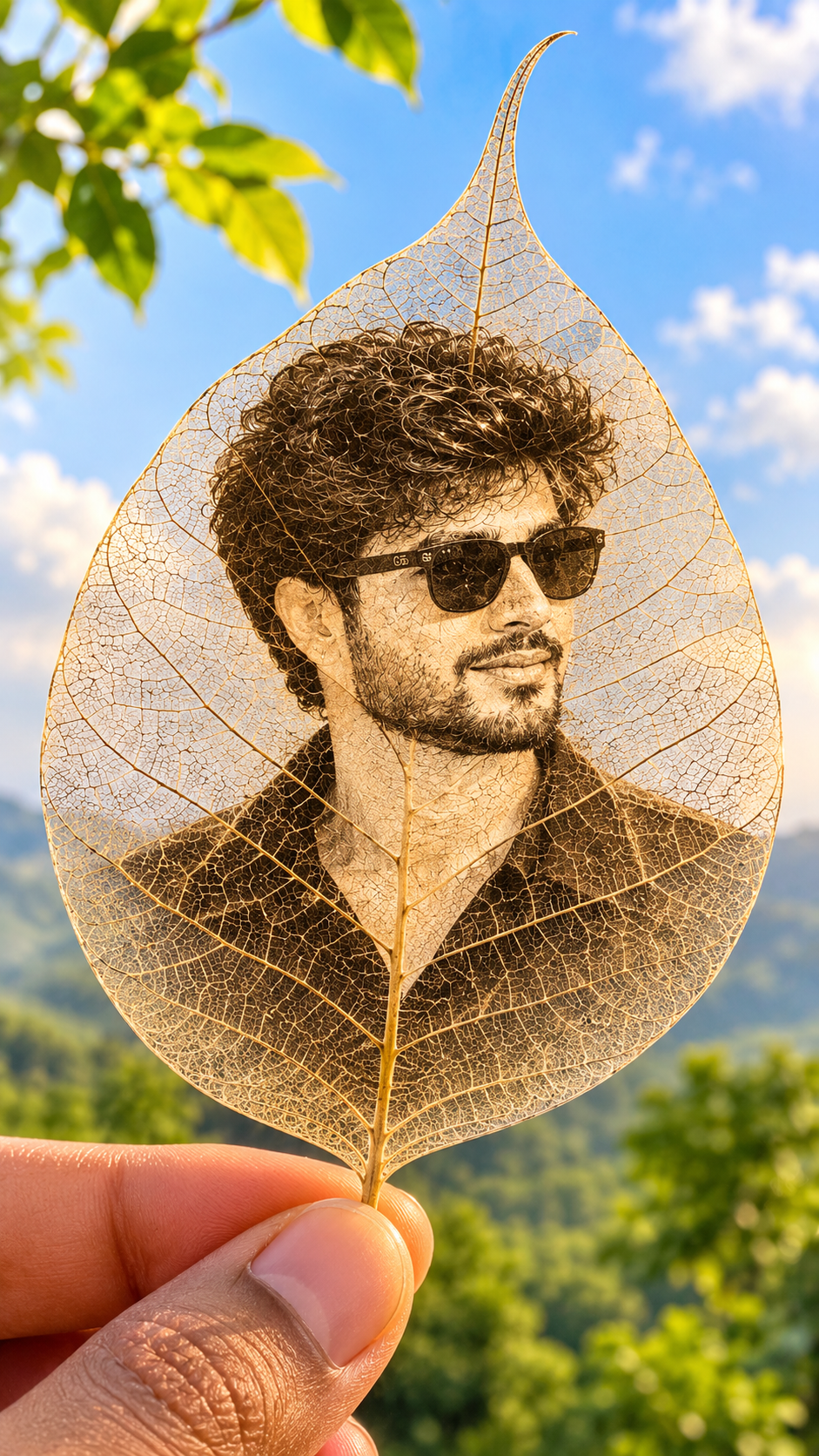 Transparent Leaf Portrait AI Image Prompt