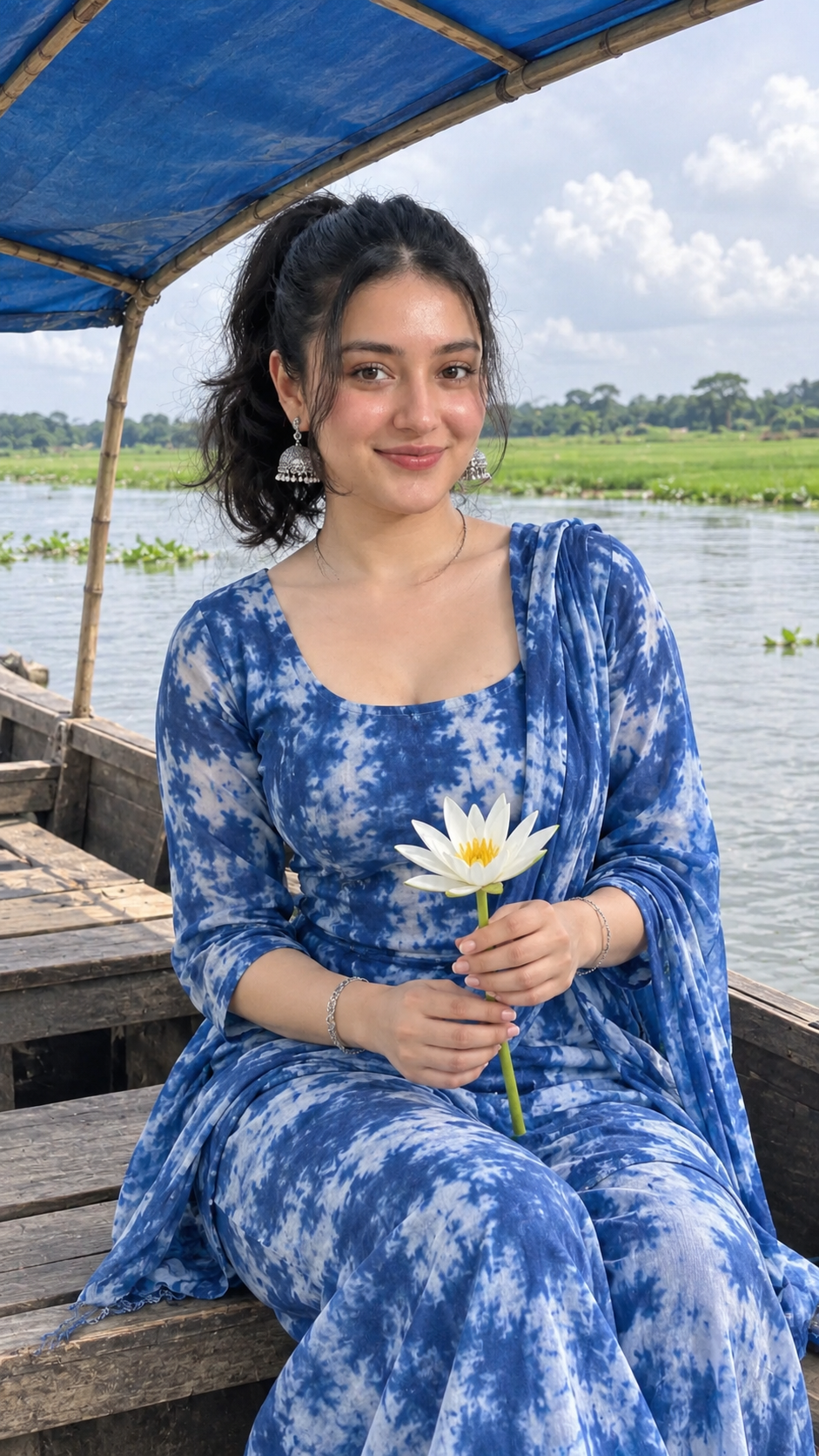 South Asian Boat Portrait AI Image Prompt