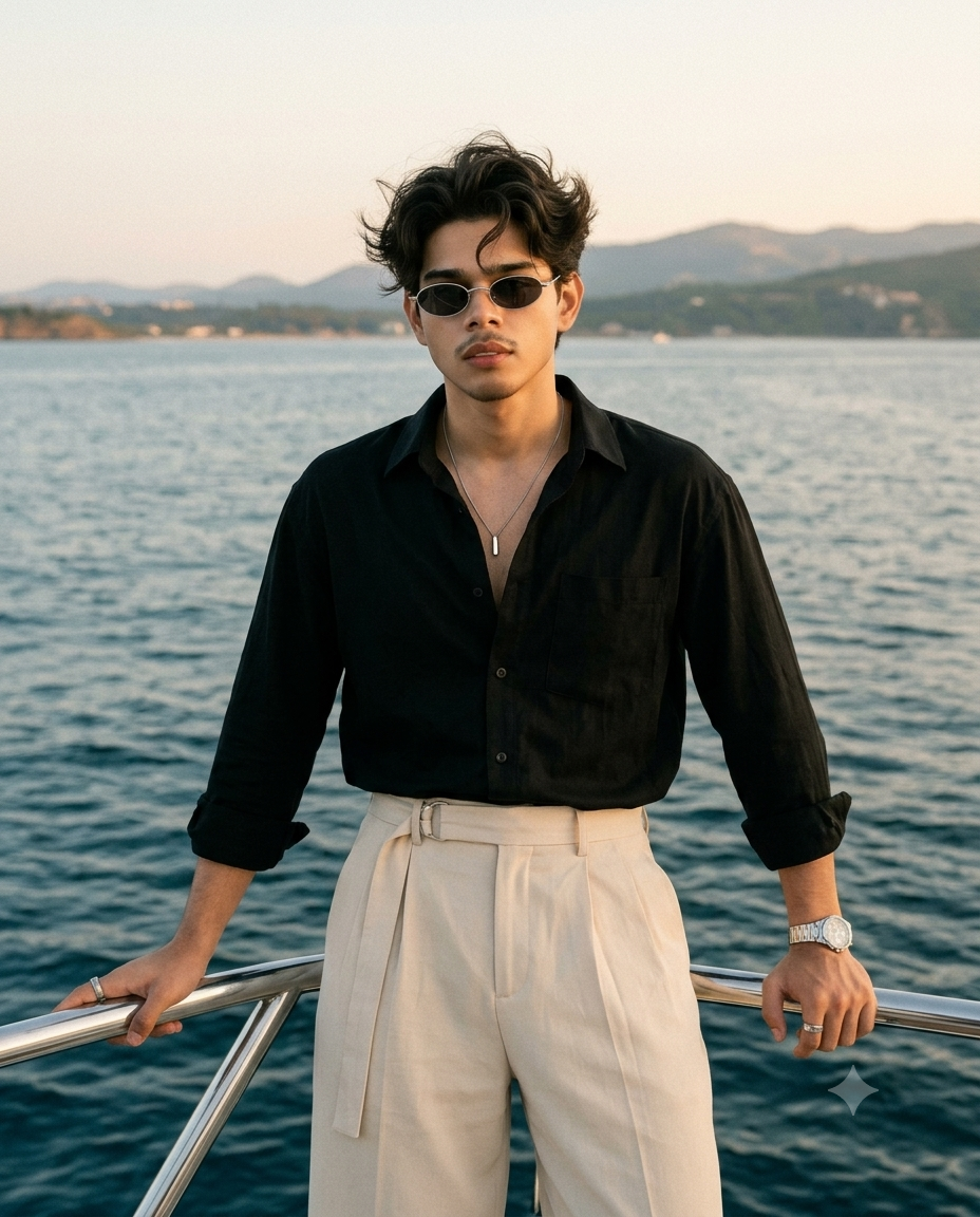 Golden Hour Yacht Model AI Image Prompt