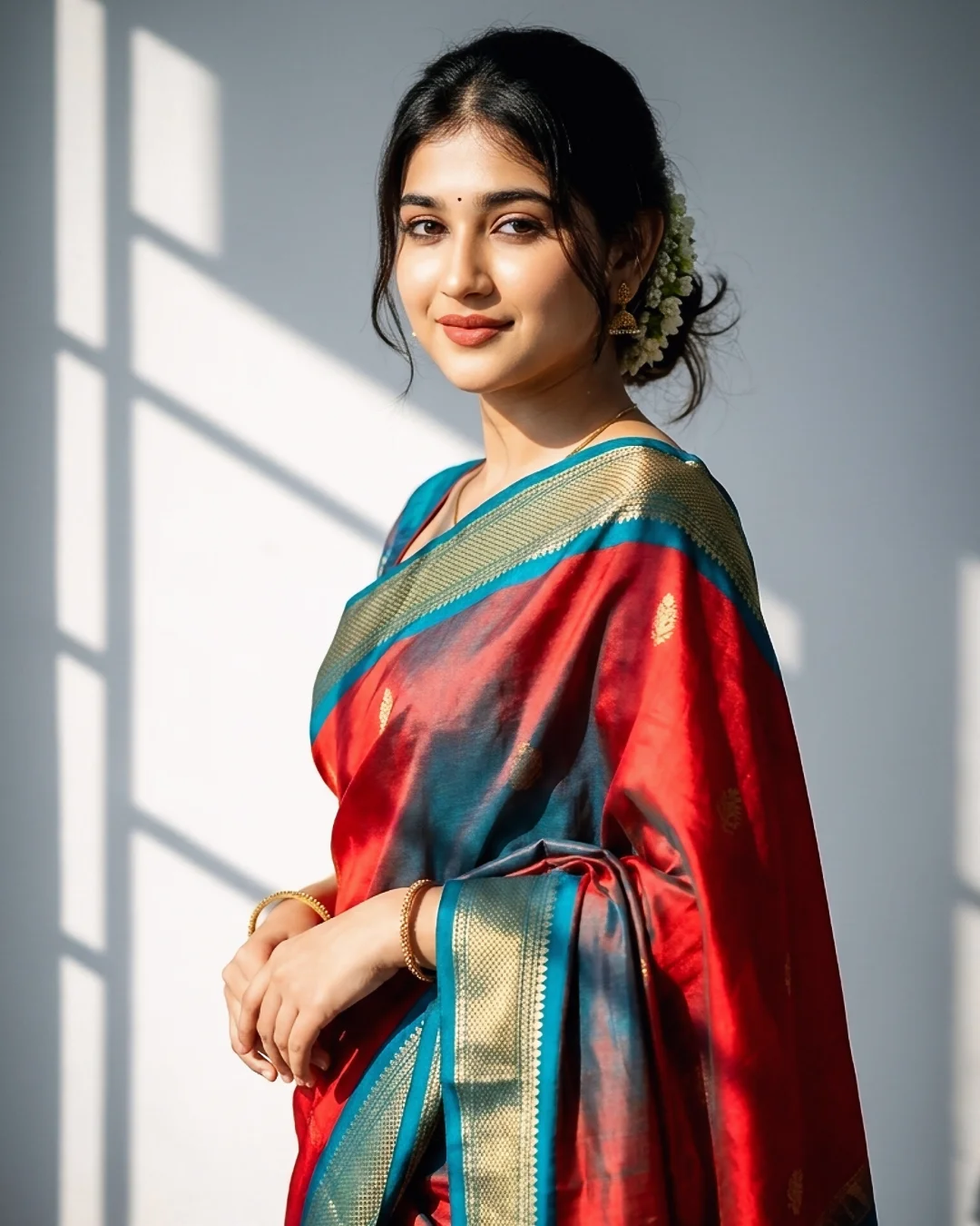 Vibrant Saree Portrait AI Image Prompt