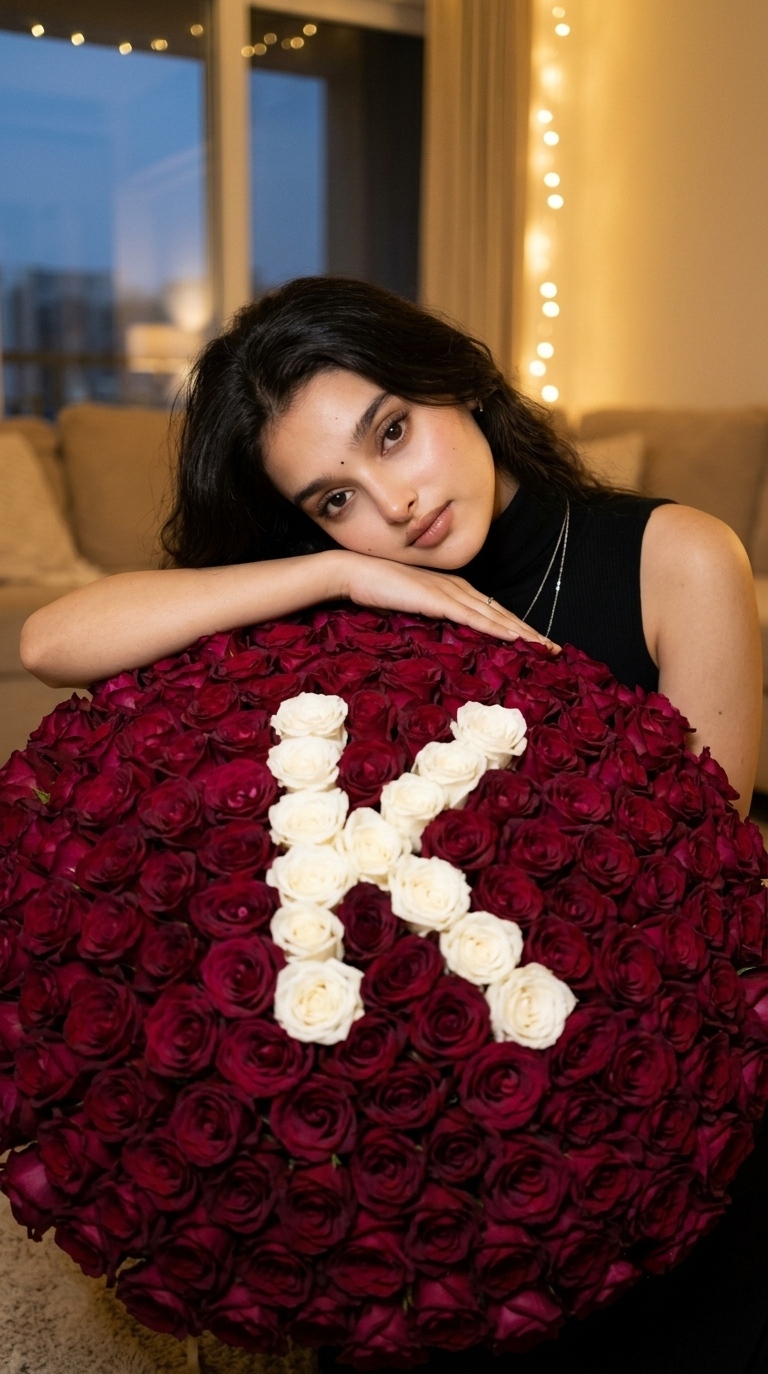 Evening Rose Bouquet Portrait Image Prompt