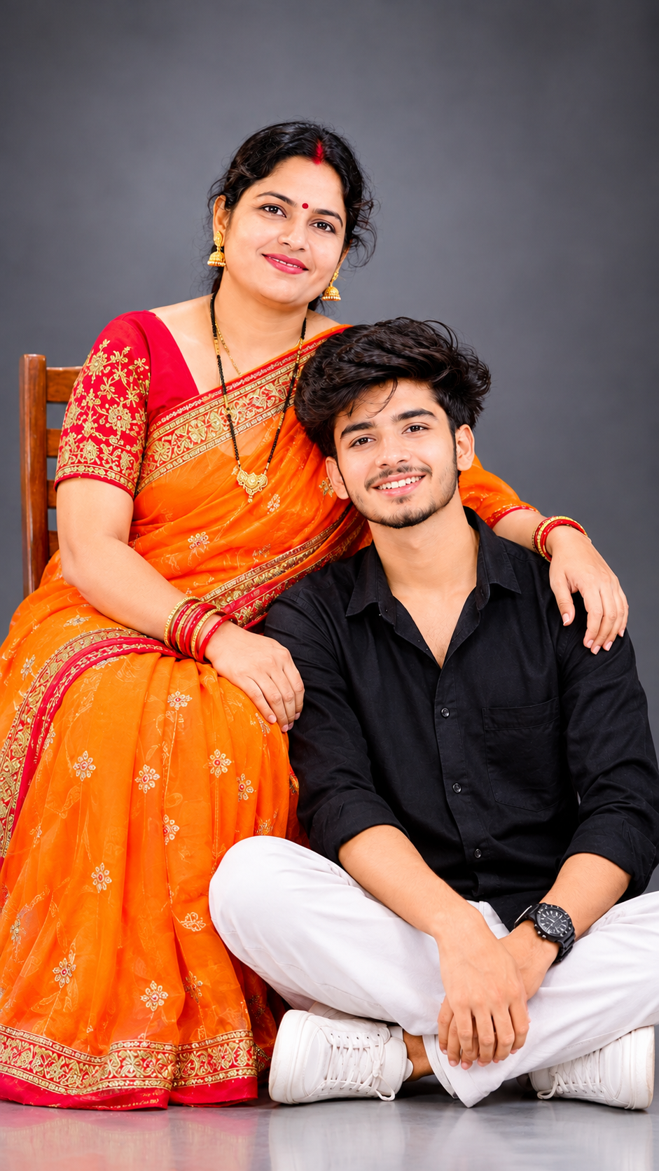 Mother & Son Studio Portrait AI Prompt